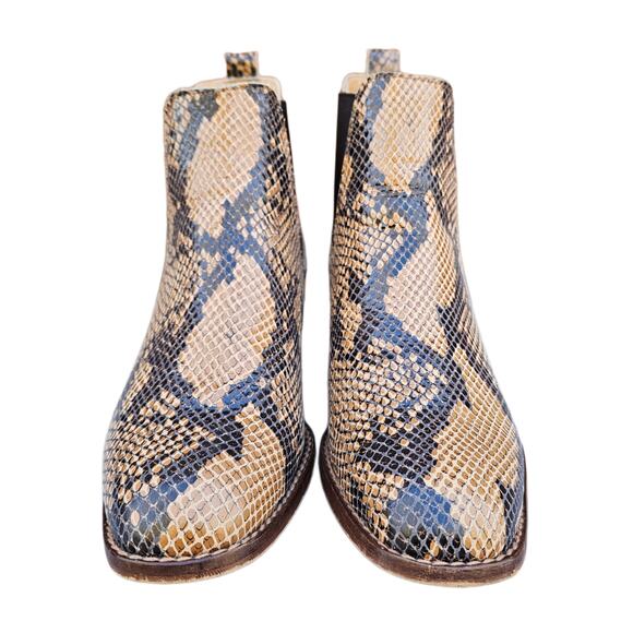 Snake Print Bootie Steve Madden Chaselyn Size 9 Brown Leather Ankle Chelsea Boot - Picture 2 of 13